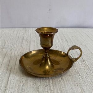 Vintage Brass Candle Holder with finger loop